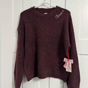 NWT Women’s Holiday Crewneck Pullover Sweater: A New Day,  color Burgundy (M)